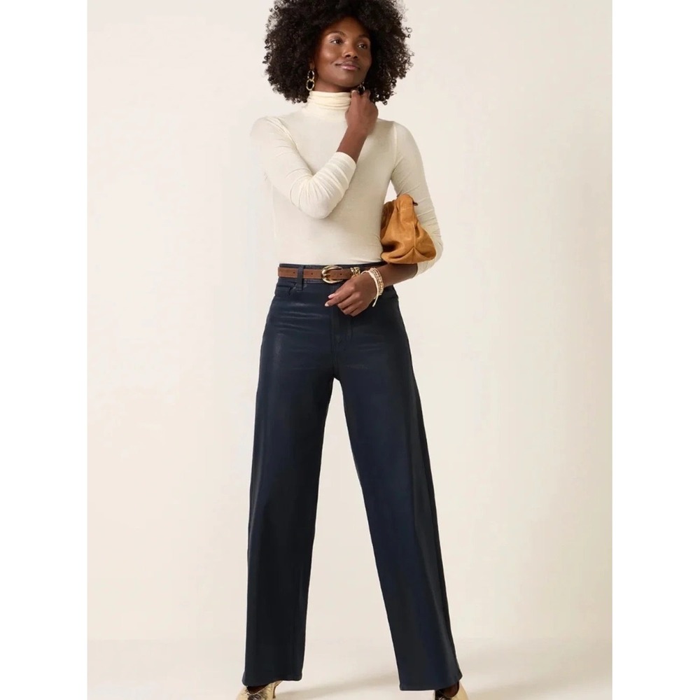 NWT Agolde Pascale Cream Ribbed Long Sleeve Turtleneck Top in Oatmilk | Small - Picture 6 of 13